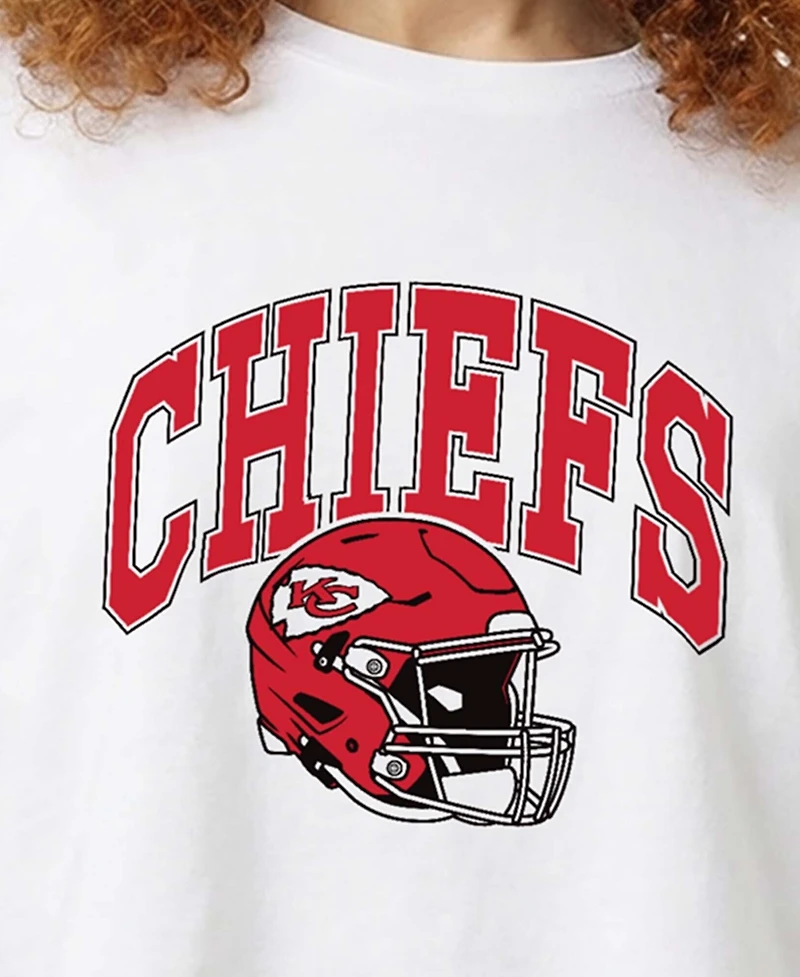 Champion Women's White Kansas City Chiefs Boyfriend Cropped T-Shirt
