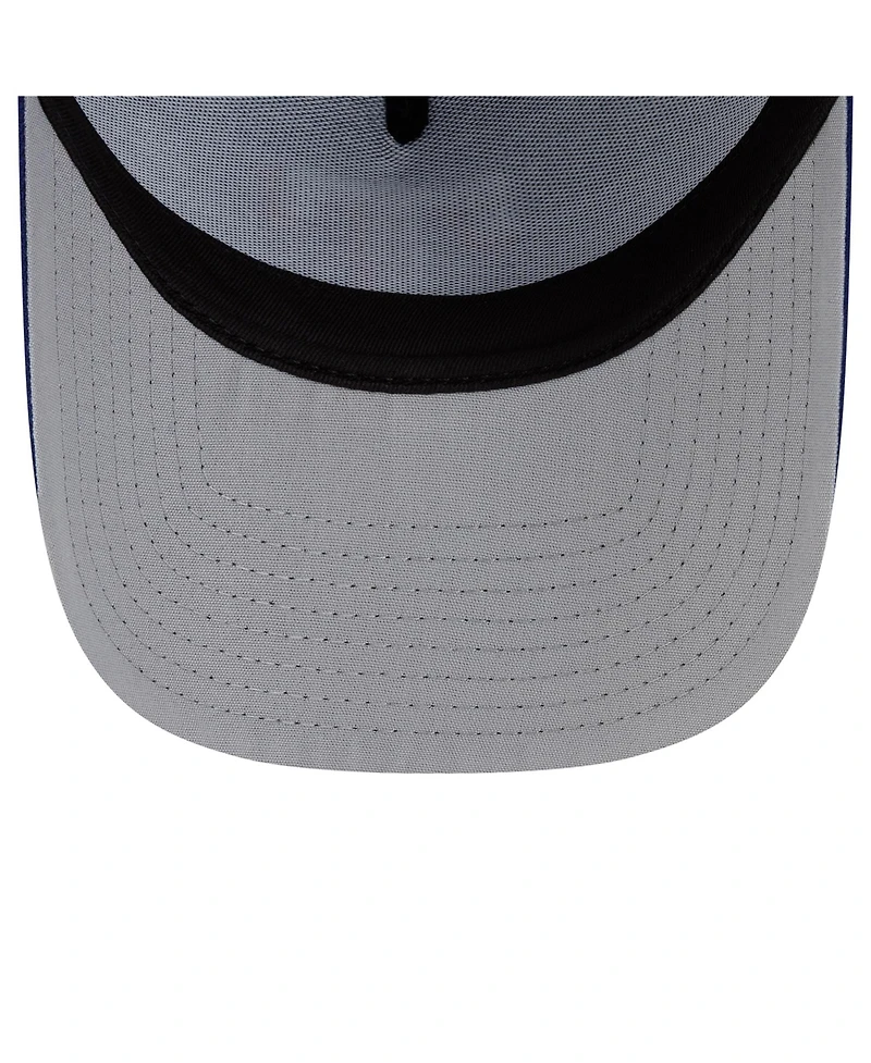 New Era Men's Royal Texas Rangers Side Script 9FORTY A-Frame Trucker Adjustable Hat