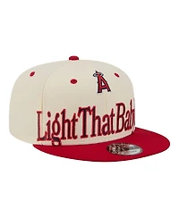 New Era Men's Cream Los Angeles Angels Oversized Slogan 9FIFTY Snapback Hat