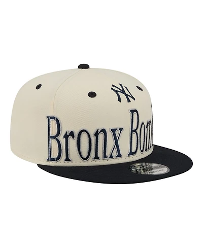 New Era Men's Cream New York Yankees Oversized Slogan 9FIFTY Snapback Hat