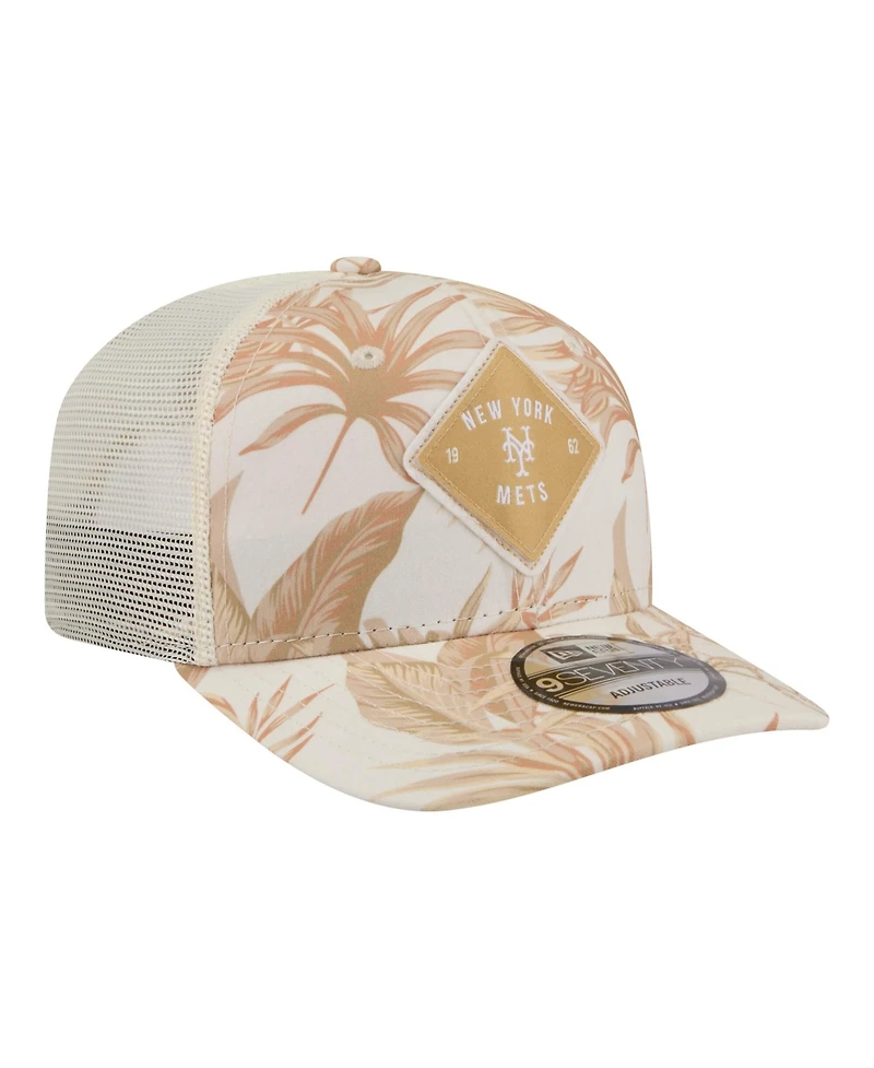 New Era Men's Tan New York Mets Tonal Palm Coolera 9SEVENTY Adjustable Trucker Hat