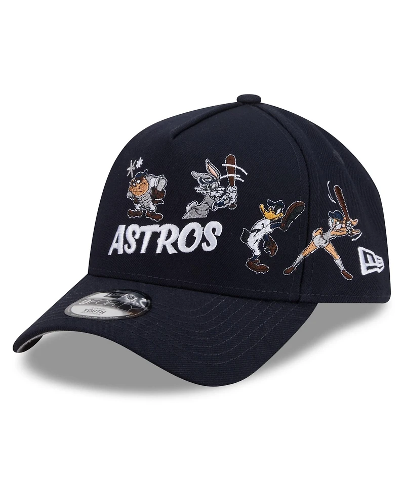 New Era Big Boys and Girls Navy Houston Astros Looney Tunes A-Frame 9FORTY Adjustable Hat