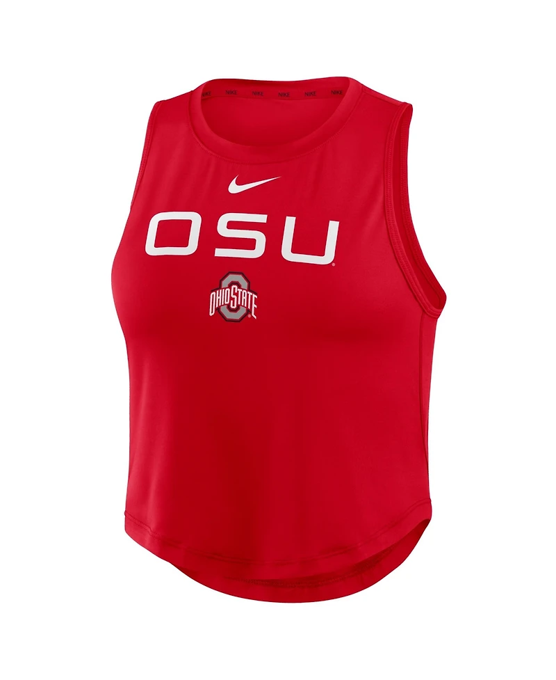 Nike Women's Scarlet Ohio State Buckeyes One Dri-fit Cropped Tank Top