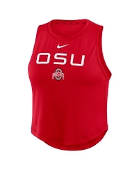 Nike Women's Scarlet Ohio State Buckeyes One Dri-fit Cropped Tank Top