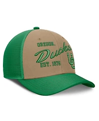 Nike Men's and Women's Beige, Green Oregon Ducks Legacy Rise Trucker Adjustable Hat