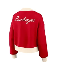 Nike Women's Scarlet Ohio State Buckeyes Oversized Academic Cropped Full-Zip Bomber Jacket