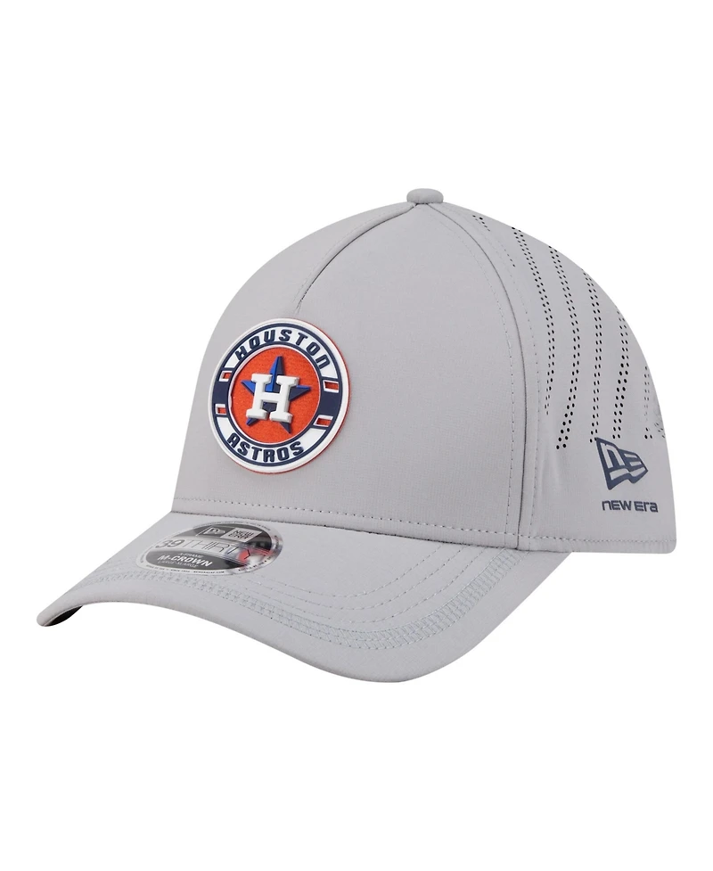 New Era Men's Gray Houston Astros Patch 39THIRTY A-Frame M-Crown Perforated Flex Hat