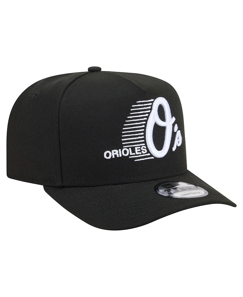 New Era Men's Black Baltimore Orioles Motion A-Frame 9FIFTY Snapback Hat