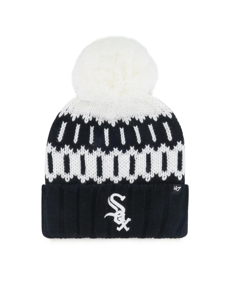 '47 Brand Women's Black Chicago White Sox Felicity Cuffed Knit Hat with Pom Hat