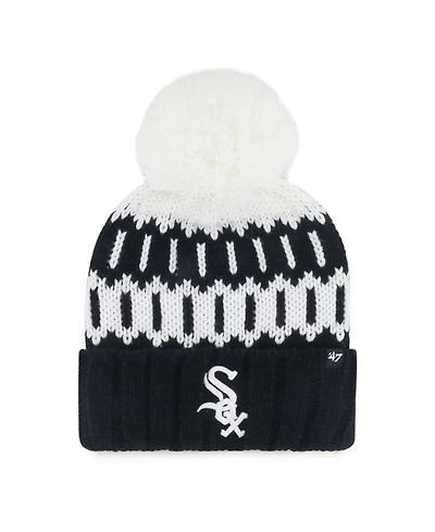 '47 Brand Women's Black Chicago White Sox Felicity Cuffed Knit Hat with Pom Hat