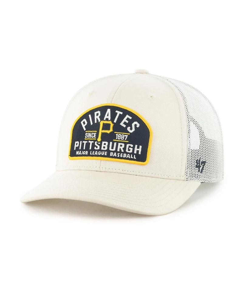 '47 Brand Men's Cream Pittsburgh Pirates Leland Adjustable Trucker Hat