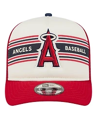 New Era Men's Cream, Red Los Angeles Angels Banner A-Frame 9FIFTY Trucker Snapback Hat