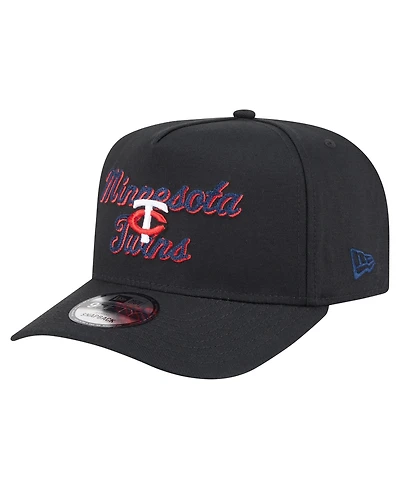 New Era Men's Black Minnesota Twins Chainstitch 9FIFTY A-Frame Snapback Hat