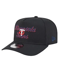 New Era Men's Black Minnesota Twins Chainstitch 9FIFTY A-Frame Snapback Hat