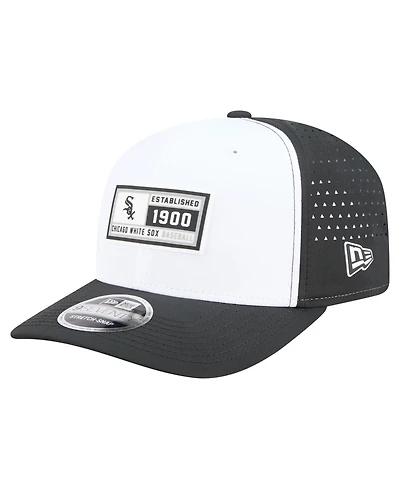 New Era Men's White, Black Chicago White Sox Established Patch 9SEVENTY Adjustable Hat