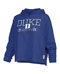 Pressbox Women's Royal Duke Blue Devils Castillo Slub Waist Length Long Sleeve Hooded T-Shirt