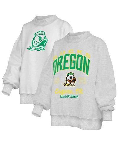 Pressbox Women's Heather Gray Oregon Ducks Reversible Sweatshirt