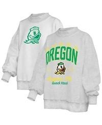 Pressbox Women's Heather Gray Oregon Ducks Reversible Sweatshirt
