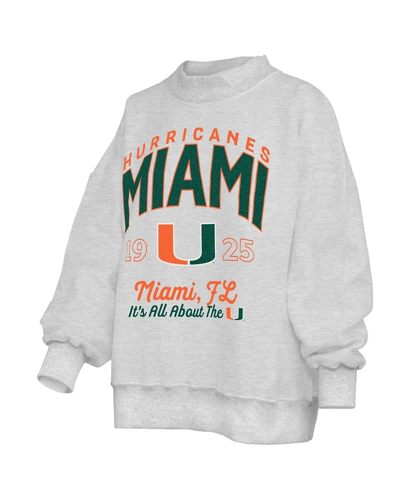 Pressbox Women's Heather Gray Miami Hurricanes Reversible Sweatshirt