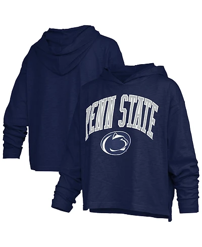 Pressbox Women's Navy Penn State Nittany Lions Nelson Arch Over Logo Long Sleeve Hooded Slub T-Shirt