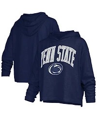 Pressbox Women's Navy Penn State Nittany Lions Nelson Arch Over Logo Long Sleeve Hooded Slub T-Shirt