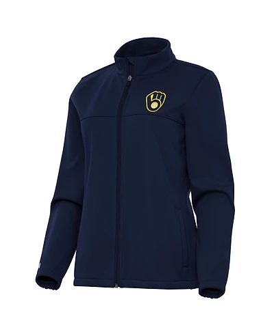 Antigua Women's Navy Milwaukee Brewers Links 2 Golf Full-Zip Jacket