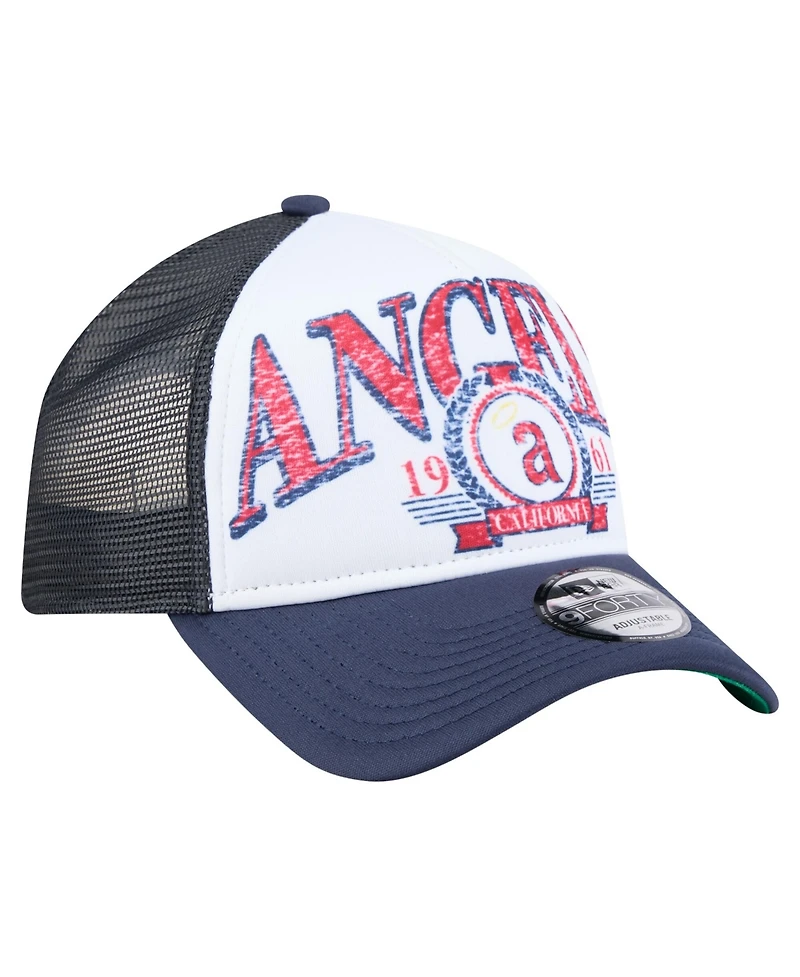 New Era Men's Navy California Angels Distressed 9FORTY A-Frame Adjustable Trucker Hat