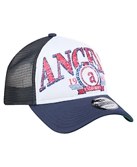 New Era Men's Navy California Angels Distressed 9FORTY A-Frame Adjustable Trucker Hat