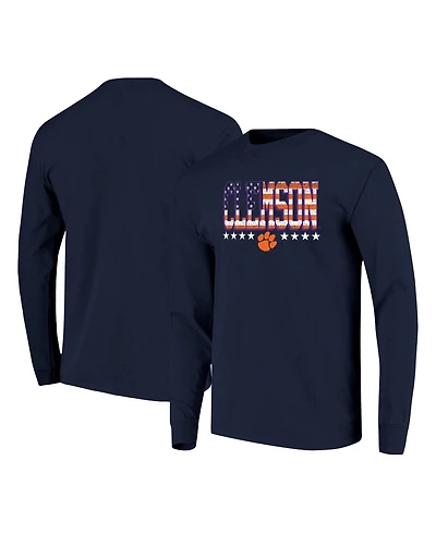 Image One Men's Navy Clemson Tigers Tall Type Flag Long Sleeve T-Shirt