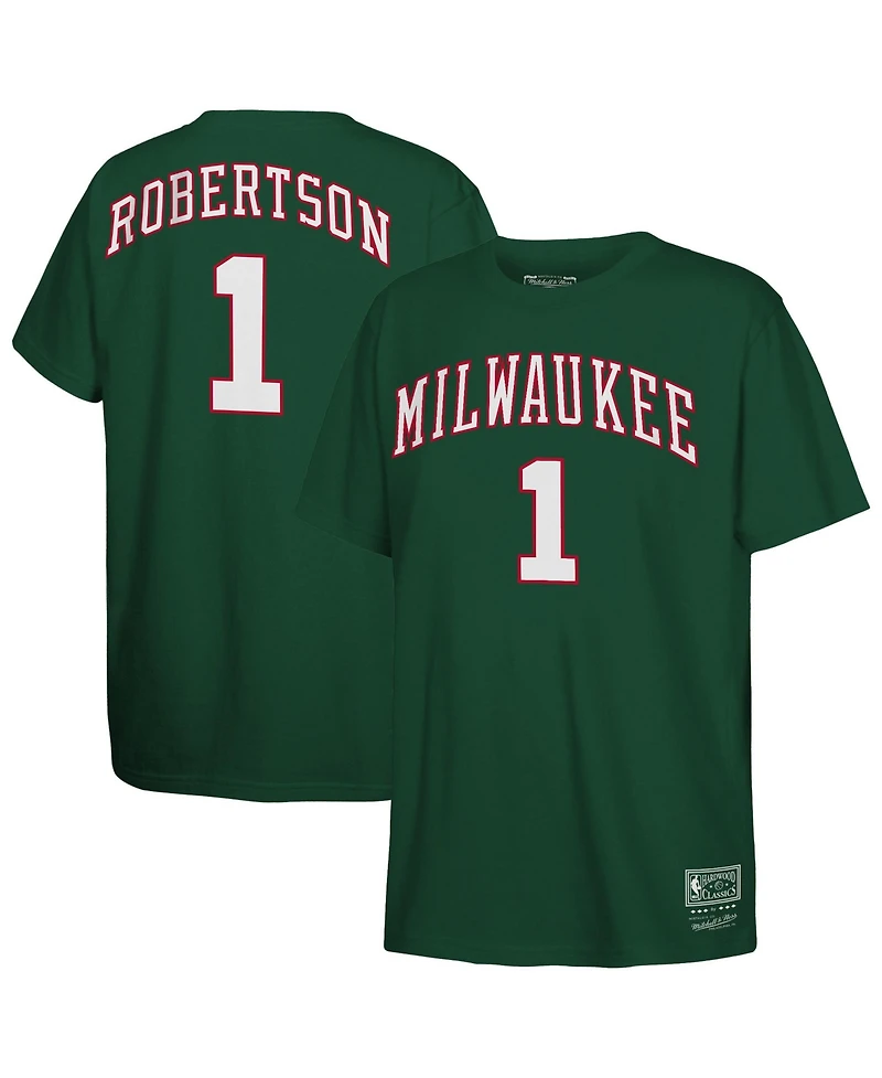Mitchell & Ness Big Boys and Girls Oscar Robertson Hunter Green Milwaukee Bucks Hardwood Classics Name Number T-Shirt