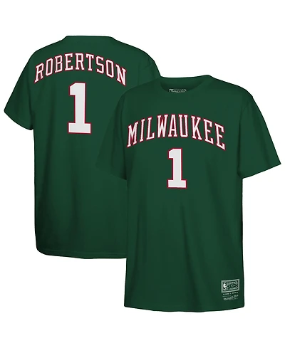 Mitchell & Ness Big Boys and Girls Oscar Robertson Hunter Green Milwaukee Bucks Hardwood Classics Name Number T-Shirt