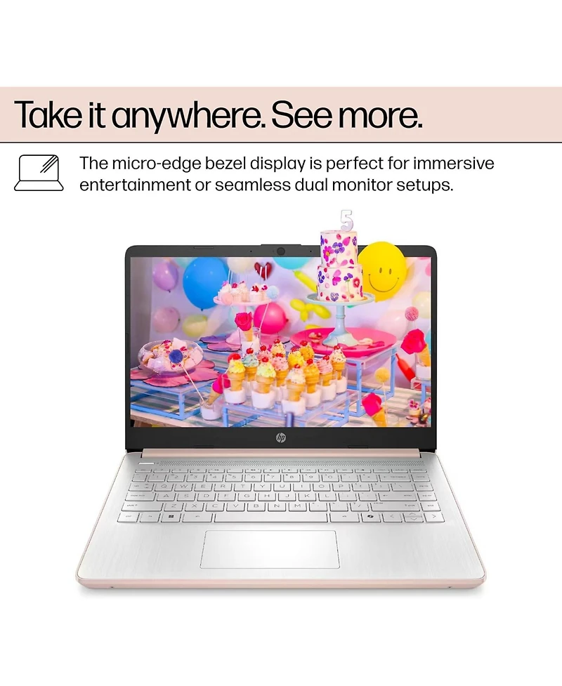 Hp Essential 14 Traditional Laptop 14" Hd Non-touch 60Hz Intel N-Series N150 Intel Graphics 16GB Ram 128GB eMMC Storage Windows 11 Pro
