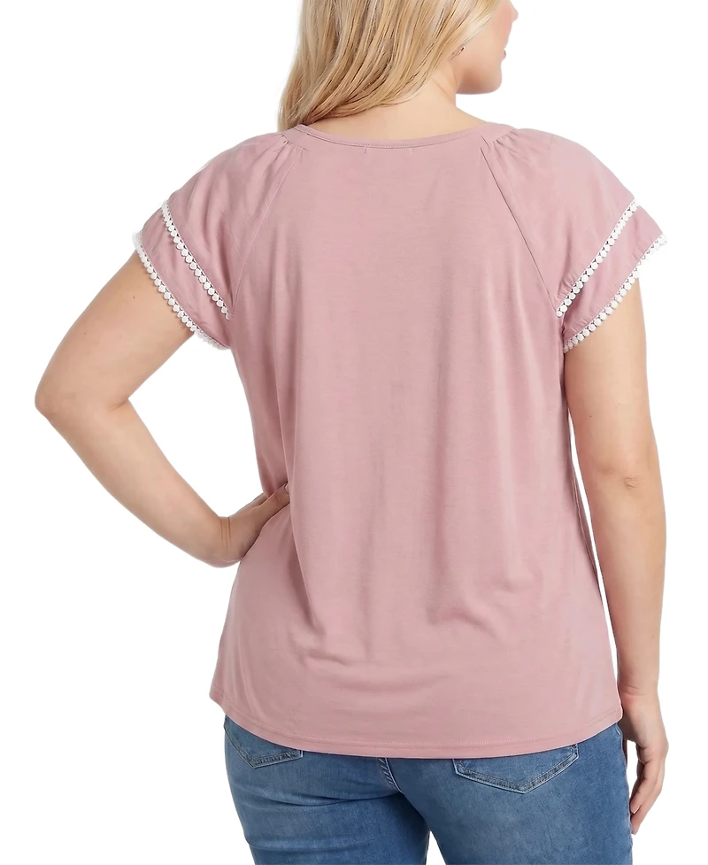 Ny Collection Plus Double-layer V-Neck Top