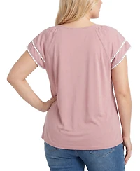 Ny Collection Plus Double-layer V-Neck Top