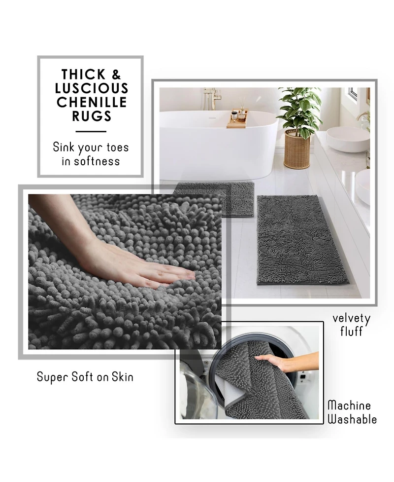 Clara Clark Modern Complete Bathroom Decor and Accessory Set with Bath Rugs and Shower Caddy Set