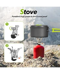 Piscifun 15 Piece Camping Cookware Mess Kit Nonstick Lightweight Portable Outdoor Cooking Set For Hiking Picnic