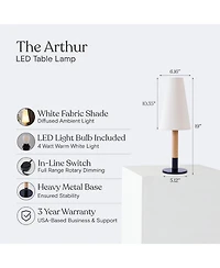 Brightech 19-in Arthur Metal and Wood Base Dimmable Led Table Lamp