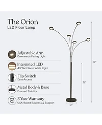 Brightech 74-in Orion 5 Adjustable-Arm Dimmable Led Arc Floor Lamp