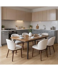 homfan Modern Upholstered Chairs Set of 6, Ergonomic Back Support, Wood Legs, 265lbs Capacity, for Kitchen, Dining Room, Restaurant