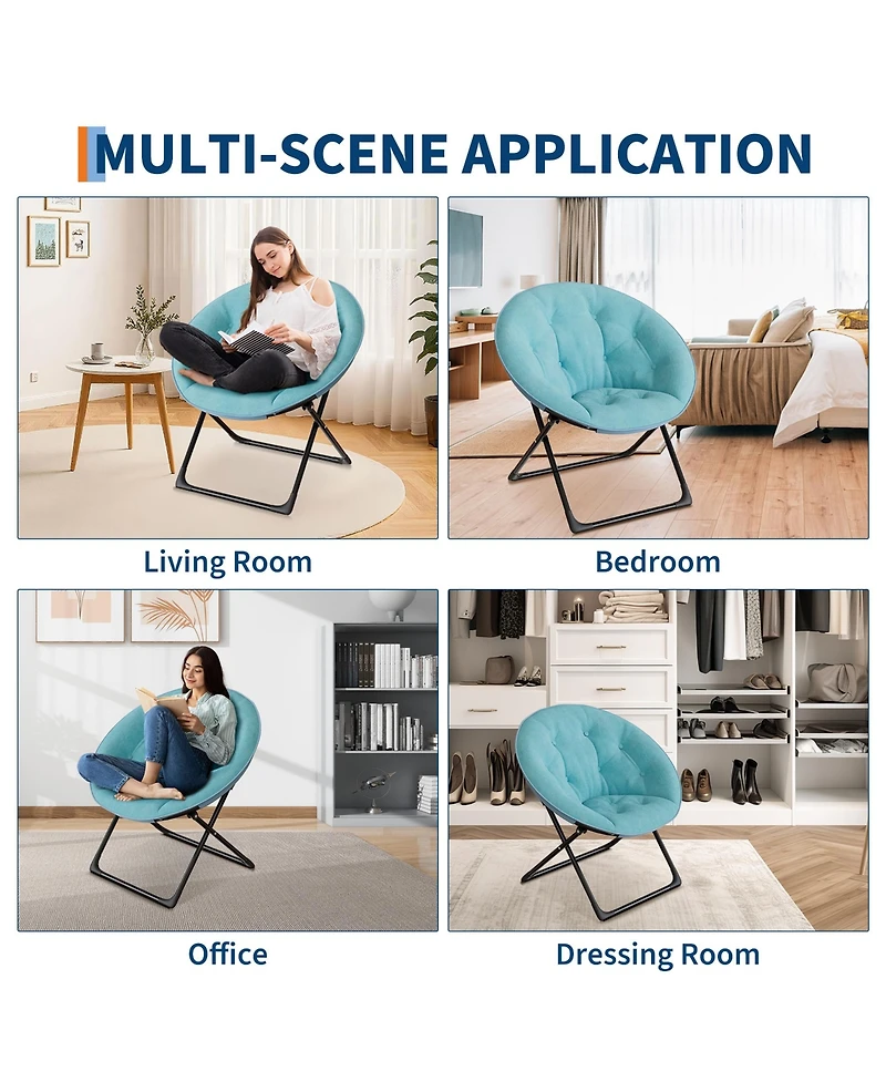 homfan Oversized Faux Fur Saucer Chair, Soft Accent Lounge Chair with Sturdy Metal Frame for Bedroom or Living Room