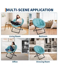homfan Oversized Faux Fur Saucer Chair, Soft Accent Lounge Chair with Sturdy Metal Frame for Bedroom or Living Room