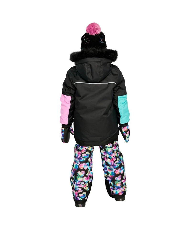 Deux par Toddler Girl (2T- 5T) Two Piece Play Snowsuit Colorblock with Heart Print Pants