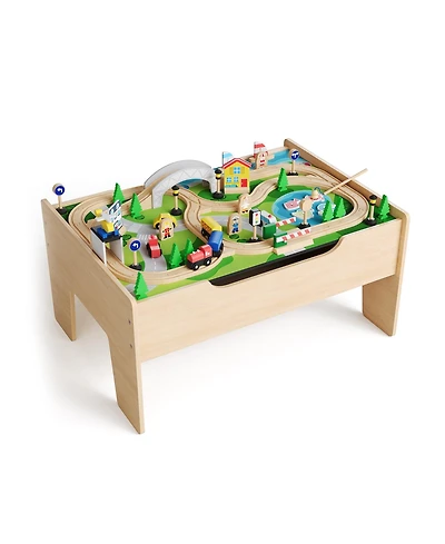 homfan 84-Piece Wooden Train Table with Storage