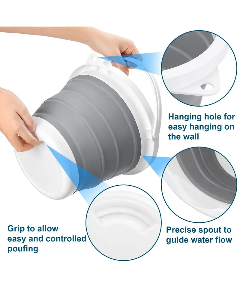 Piscifun 2 Pack Collapsible Plastic Bucket 5 Gallon Foldable Tub For Camping Outdoor Activities