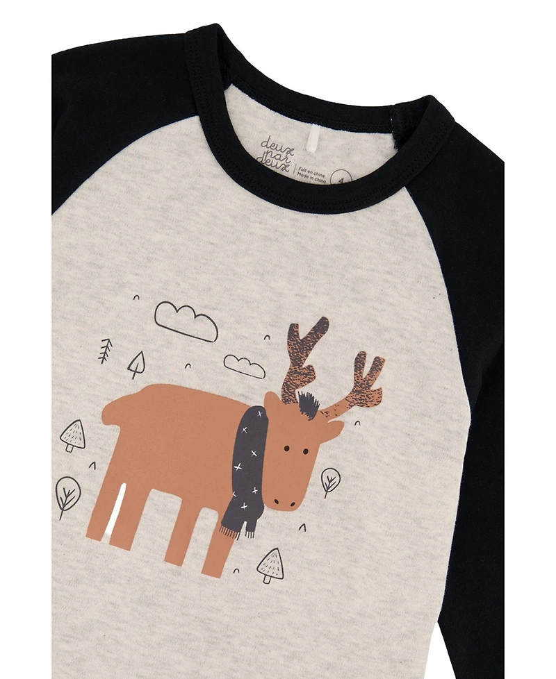 Deux par Little and Big Boy 6-12 Cotton Two Piece Pajama Set Elk Print