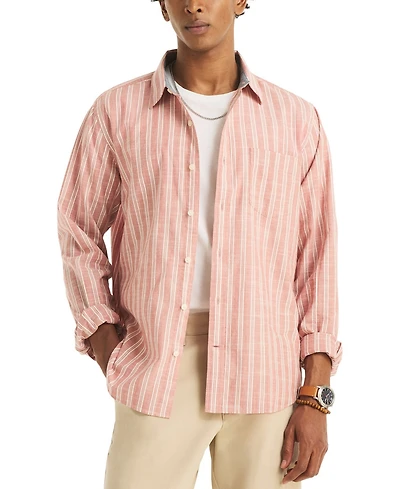 Nautica Men's Textured Strip Long-Sleeves Shirt
