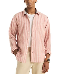 Nautica Men's Textured Strip Long-Sleeves Shirt