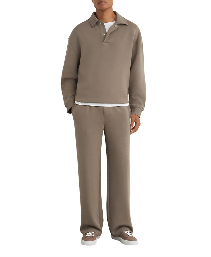Reiss Men's Brooks Premium Interlock Relaxed Polo Sweatshirt