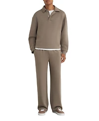 Reiss Men's Brooks Premium Interlock Relaxed Polo Sweatshirt