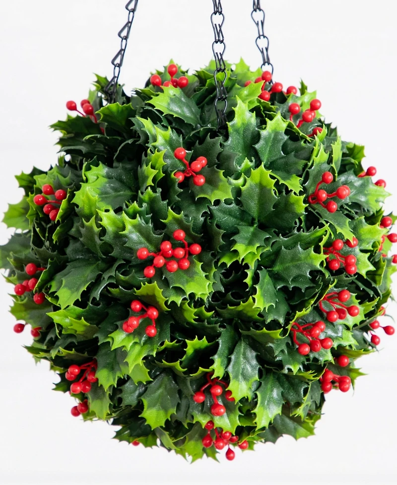 Nearly Natural 21" Ultraviolet Resistant Artificial Holly Berry Christmas Hanging Ball Indoor And Outdoor